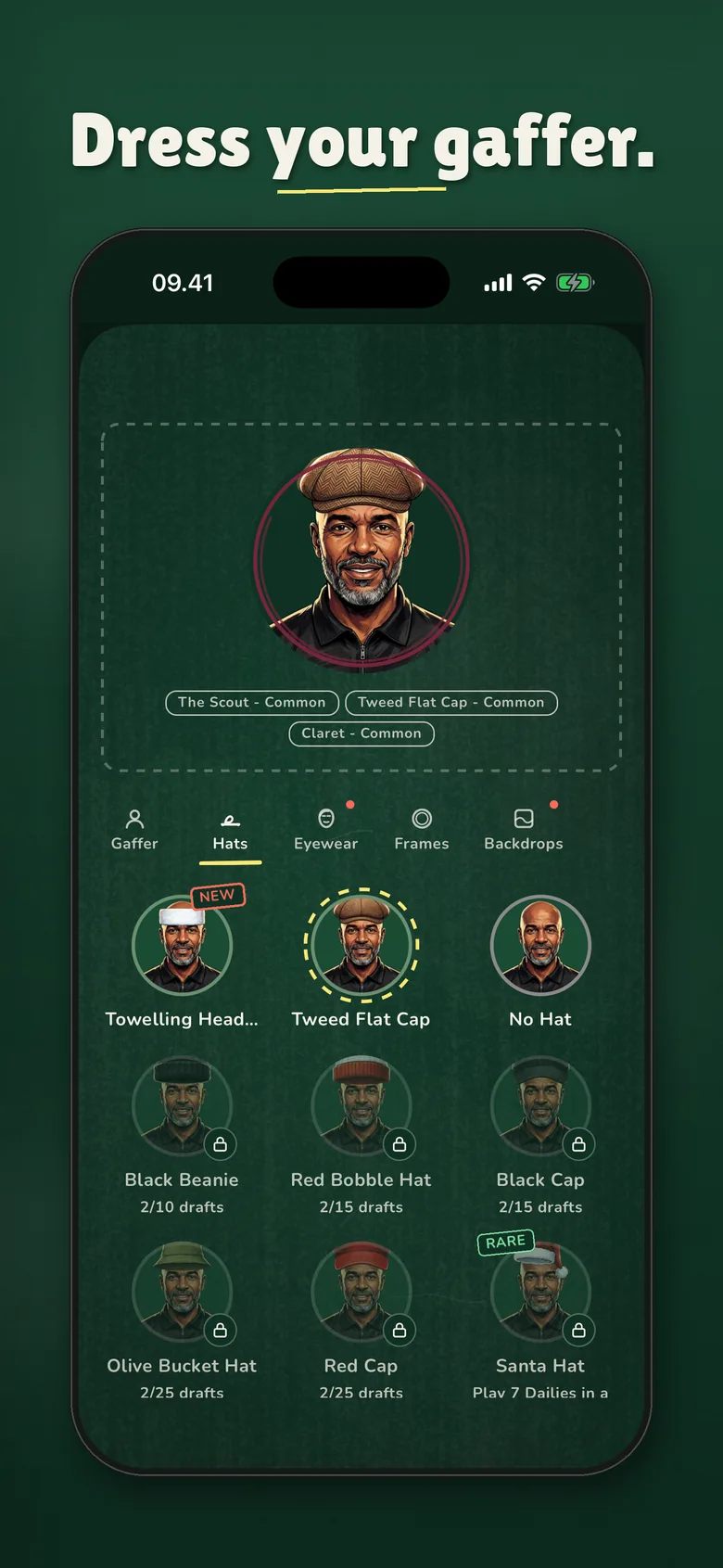 Dress your gaffer: portraits, hats and glasses